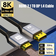 8K HDMI 2.1 to DisplayPort 1.4 Adapter HDMI to DP Cable 8K30Hz 4K120Hz HDMI Source to Display Port Monitor Video Converter Cable