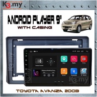 Toyota Avanza 2003 2004 2005 2006 2007 2008 2009 2010 9'' Android Player GPS Waze + Casing (Set) With Socket