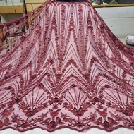 (HARGA PERSETENGAH METER)bakal kain tulle elishabb full payet/bakal kebaya pengantin mewah/brokat ke