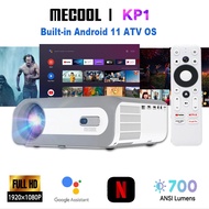 Mecool KP1 Projector Android 11 ATV OS Home Theater 1080P 4K Full HD 14000 Lumens Display Device for Home and Movie 5'' LCD Screen Portable Projector Support Netflix 4K Prime Video Google Voice Assistant