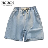 HOUCH COD Slim Fit Elastic Casual Straight Cut Men Denim Shorts 牛仔短裤