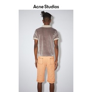 Acne Studios Men's Contrast Color Suede Short Sleeve Polo Shirt