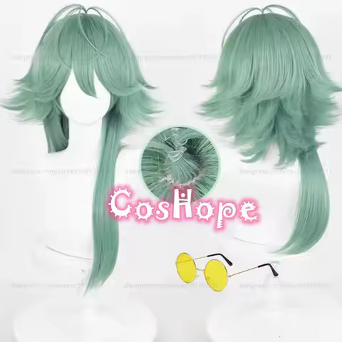 Ezreal Cosplay Wig Men 60cm Long Green Wig Cosplay Anime Cosplay Wigs Heat Resistant Synthetic Wigs