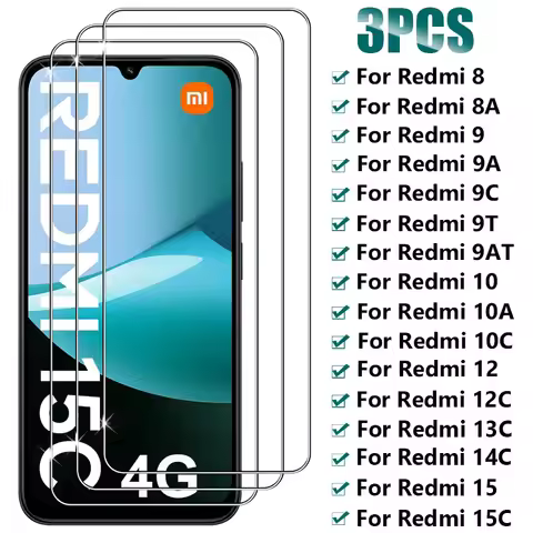 3PCS HD Tempered Glass for Xiaomi Redmi 15 15C 14C 13C 12C 12 5G Screen Protector For Redmi 10 10C 1