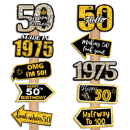 50th Birthday Decorations Black Gold 1975 Party Sign Party Decorations 50th Birthday Party Decoratio