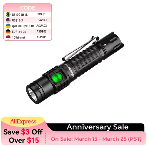Wurkkos FC12C Rechargeable Torches USB-C Tactical Flashlights SFT40 1600 High Lumens IP68 Waterproof
