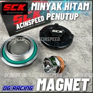 SCK RACING MAGNETIC MINYAK HITAM PENUTUP/ ENGINE OIL CAP/ MAGNET ENGINE OIL CAP/ YAMAHA y15 LC135/ H