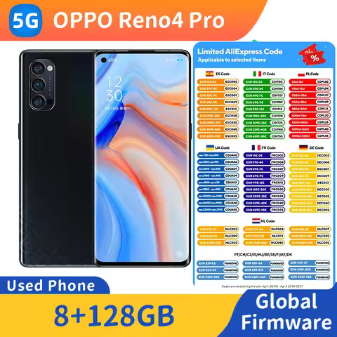 Oppo Reno 4 Pro 5G Android Smartphone ROM 128GB 6.5 inches AMOLED Screen 4000MAh Battery 63W Charge 