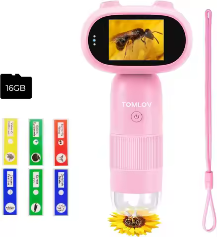 TOMLOV P30 Kids Microscope Portable 1000X 2" LCD Digital Microscope HD Camera & Video Pocket Magnify