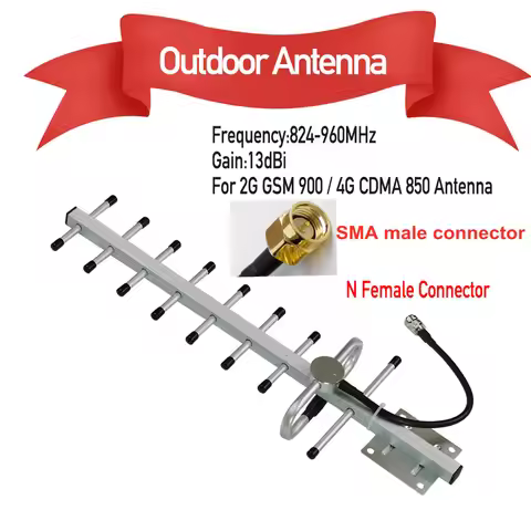 ZQTMAX 13dbi Outdoor Yagi Antenna 9 Unit 806-960MHz 2G 4G Repeater GSM CDMA Signal Booster 850 900 B