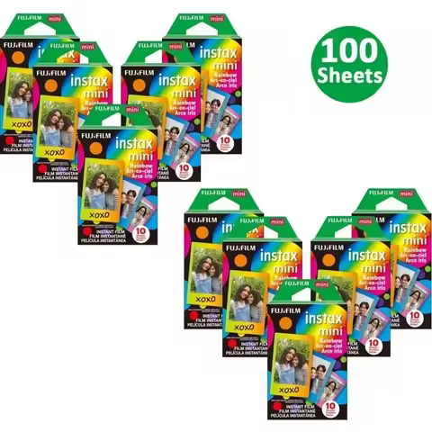 Classic Fujifilm Instax Mini Film 10-100 Sheets Rainbow Films Photo Paper For Instant Camera Mini 9 