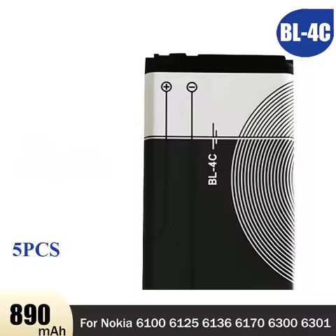 5pcs BL-4C Battery 3.7V 890mAh Lithium Polymer Phone Battery BL4C BL 4C for Nokia 6100 6125 6136 617