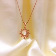 10k Rose Gold Plated Fashion Sun Moon Pendant Necklace