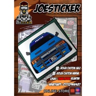 Sticker Kereta Proton Iswara (Depan). Boleh custom nombor plate dan juga warna kereta.