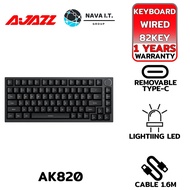 AJAZZ AK820 BLACK RED SWITCH WHITE BACKLIT MINIMAL 82KEY WIRED MECHANICAL KEYBOARD ประกันสินค้า 1ปี