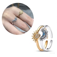 Crazy 2 Pcs  Are My Sun Moon Ring Set Couples Promise Diamonds Overlapping Rings