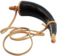 Mythrojan Hand Carved Powder Horn Black Powder Horn for Rifles Civil War Reenactment Accessories Gun