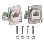 2PCS RJ45 Panel Mount Terminal Adapter, RJ45/8P8C Female Panel Mount Connector, RJ45 Solderless Term