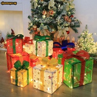 3pcs Led Christmas Gift Box 8-Function Newest Christmas Gift Box Christmas Tree Decorations Colored Glowing Box LED Lighted Xmas Oliday Decor -Oro