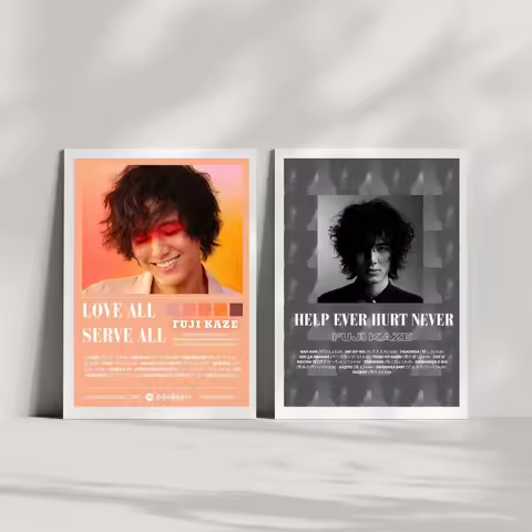 Fuji Kaze Canvas Poster Set Love All Serve All Album Cover Wall Art Japanese Singer Painting Print M