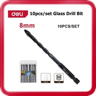 [ DELI ] (DH-CZZ008-E1) 10pcs Glass Drill Bit Set | 8mm | For Glass/Tile Drilling | Bulk Pack