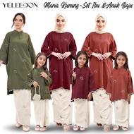 YELEEDON Maria Kebarung Baju Sulam Kurung Sedondon Moden Baju Raya 2025 Baju Kurung Set Ibu &Anak Ba