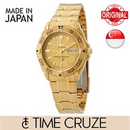 [Time Cruze] Seiko 5 Sports SNZB26J1 Automatic Japan Made Gold Tone Stainless Steel Gold Dial Men Watch SNZB26 SNZB26J