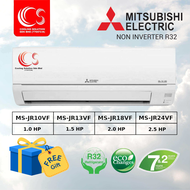 Mitsubishi Air Conditioner Non Inverter R32 1.0 HP/1.5 HP/2.0 HP/2.5 HP MS-JR10VF/13VF/18VF/24VF + R32 Refrigerant + Plasma Quad 3D I-see Sensor + Mr.Slim