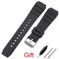 Silicone Watchbands 18 20 22mm Men Black Sports Diving Rubber Watch Strap Silver Stainless Steel Buckle For Casio