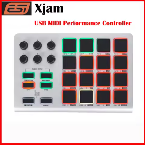 ESI Xjam USB MIDI Performance Controller Plug And Play for Mac PC iPadOS Bitwig Studio 8-Track Cubas