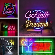 1pc "Cocktails & Dreams" Neon Sign, Its 5 00 O'clock Some Where Neon Sign,USB Powered Wall Hanging L