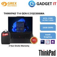 LENOVO THINKPAD T14 GEN 6 21QC000TMA LAPTOP (CU7-255U, 32GB, 1TB SSD, 14" WUXGA,vINTEL GRAPHICS,WIN1