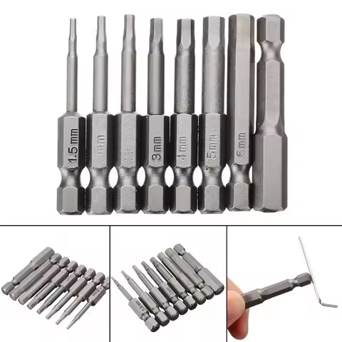 8pcs Key Allen Screwdriver Bit Set 1/4" Hex Shank Quick Connect Magnetic Screw Driver Bits For Power
