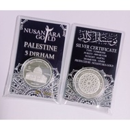 5 dirham, Palestin silver Perak 999 card certificate