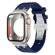 Case+Strap for Apple Watch Series 10 9 8 7 6 5 4 SE สายนาฬิกาซิลิโคน 45mm 44mm 41mm 45mm bracelet Ru