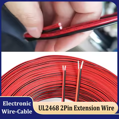 5~100m UL2468 2Pin Extension Wire 30 28 26 24 22 20 18 16 AWG for 12V LED Strip String Connect Speak