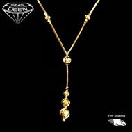 SMS DEEN Ball V-Chain, ±5.0GM - Gold 916 Emas - Rantai Leher-V (Info: L:±44CM - 5.20GM)