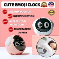 digital clock 🇲🇾M’SIA STOCK🇲🇾New Emoji Alarm Clock Cute Pixel Expression Clock Night Light Multifunc