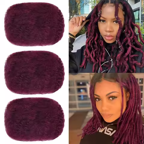 Dark Red Afro Kinkys Bulk Human Hair For Braiding 99J Afro Kinky Curly Human Hair Bulk For Twist Hai