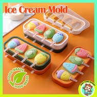 Silicone Popsicle Mold Mini Ice Cream Mould Fruit Cute Animal Design Ice Cream Mold 4 Grid Ice Cream Popsicle DIY Mould