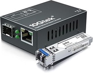 ipolex Gigabit Single Mode LC Fiber to Ethernet Media Converter | Includes A SFP LX Module, SMF, up 