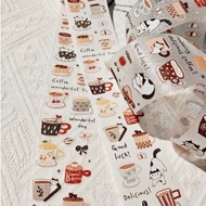 ~~ 37 Degrees Cultural Creative Cat and Coffee Washi Tape Packing One Loop with Release Paper Washi 