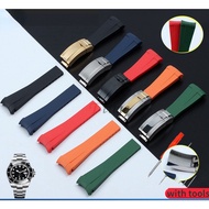 Dust-Free Arc Interface Silicone Strap 20mm 21mm watch band for Rolex Submariner Yachtmaster Daytona Green Black Water Ghost Bracelet Explorer Log Type