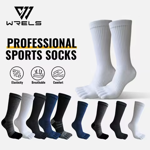 WRELS 1/3/5 Pairs Toe Socks Men Athletic Running Five Finger Socks Padded Moisture Wicking Anti-Blis