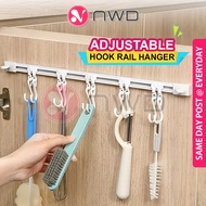 《 𝗦𝗛𝗜𝗙𝗧 𝗛𝗔𝗡𝗚 》 30/40cm Kitchen Rail Hanger Rack Wall Mounted Storage Shelf Cangkuk Dapur 滑轨挂钩 NWD