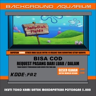 3D REAR AQUARIUM BACKGROUND WALLPAPER STICKER WITH BIKINI BOTTOM PICTURE THEME FA2