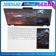 GERHT Dual Screen Laptop 15.6 Inch 2K IPS+ 7 Inch Touch Screen Intel N95 Processor Gaming Laptop DDR4 16GB 2TB SSD Notebook Computer ETYJE