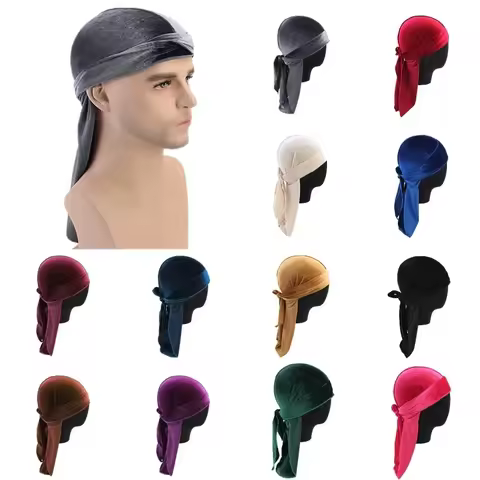 Middle East Headwear Accessories Solid Headscarf Cap Unisex Velvet Headwrap Bandana Men Women Turban