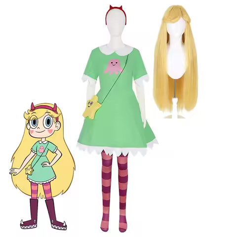 Halloween Fancy Anime Star Butterfly Cosplay Star Butterfly Star vs. the Forces of Evil Green Dress 