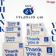 กล่องไปรษณีย์ Thank you [เบอร์2A]แพ็คละ 10 ใบ กล่องพัสดุน่ารักๆ